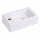 Relaxdays wasbak, HxBxD: 10 x 37 x 18 cm, met kraangat, wit | zonder overloop, keramiek, lotuseffect, hoekige hangwastafel, montage, voor kleine badkamers & wc's