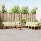 vidaXL Bank loungeset 8 zitplekken Natuurlijk en crème