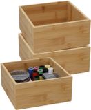 5Five 5Five houten bakje - 3x - organizer - bamboe - 15 x 15 x 7 cm