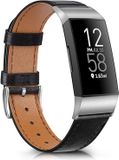 Komsa Fitbit Band Zwart Aluminium, Leer L