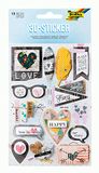 Folia 19902-3D Sticker II, driedimensionale sticker van papier, 15 stuks, ideaal voor het versieren van wenskaarten, knutselwerken en scrapbooking