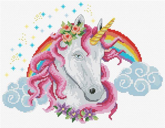 Needleart World Regenboog eenhoorn voorbedrukt borduren (pakket)
