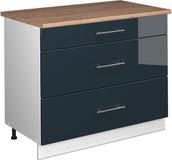 Vicco Keukenonderkast Fame-Line, Donkerblauw hoogglans/Wit, 100 cm