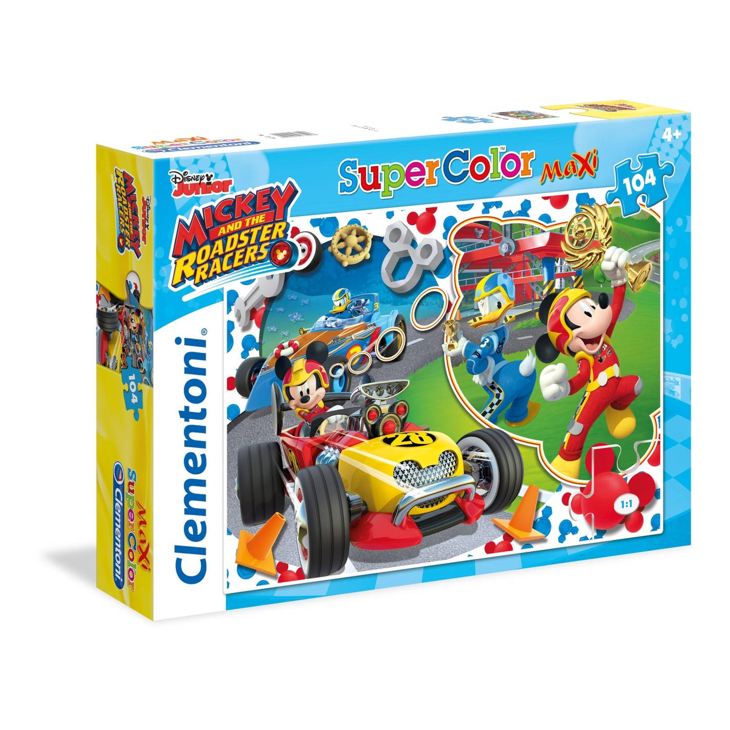 Clementoni legpuzzel Mickey Mouse Racers 104 stukjes