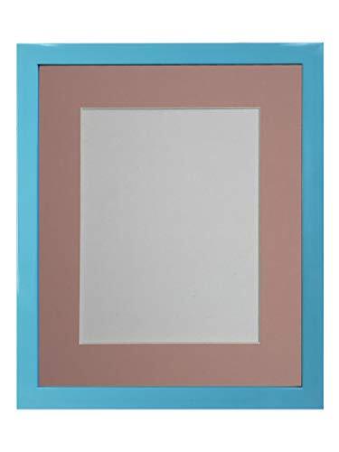 FRAMES BY POST 1,9 cm blauwe fotolijst met roze passepartout 30,5 x 30,5 cm afbeeldingsgrootte 25,4 x 25,4 cm kunststofglas, 12 x 12 afbeeldingsformaat 10 x 10 inch