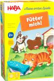 HABA 305473 - Mijn eerste spellen – voed mij! Toewijzingsspel vanaf 2 jaar voor 1 – 5 spelers met 5 houten figuren over het thema huisdieren, speelduur 5 minuten, geeft regelkennis aan peuters