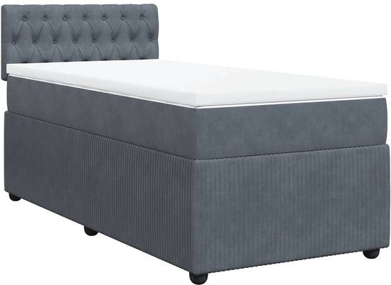 vidaXL Boxspring met matras fluweel donkergrijs 90x200 cm