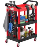VEVOR Service Trolley Werkplaatstrolley PP Roltrolley 810x425x970mm Zwart & Rood
