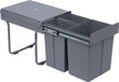 Poubelle de cuisine/bac à déchets - bac de recyclage en 3 parties - tri des déchets - 48 x 34,2 x 41,8 cm - gris