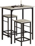 SoBuy Bartafel met 2 krukken/stoelen - Tuinset - Eettafel 3 delige set - voor keuken, eetkamer, bistro - Grijs, OGT10-HG