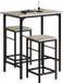 SoBuy Bartafel met 2 krukken/stoelen - Tuinset - Eettafel 3 delige set - voor keuken, eetkamer, bistro - Grijs, OGT10-HG
