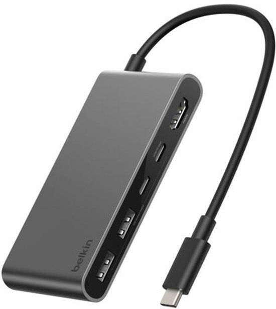 Belkin Connect 5-in-1 USB-C Hub – 4K 60Hz HDMI – 100W Power Delivery – 2x USB-C en 2x USB-A – Grijs