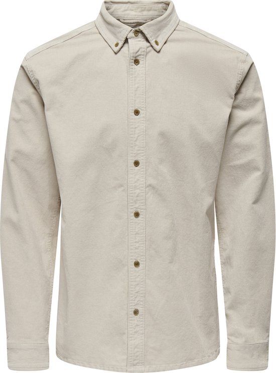 Only & Sons Overhemd Onsmichael 18w Reg Cord Stretch Ls - Beige - XXL - Mannen