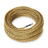 Amarcords - Textielkabel voor lampen GOUD, gevlochten, zijde, 5 meter, met aarding 3x0,75