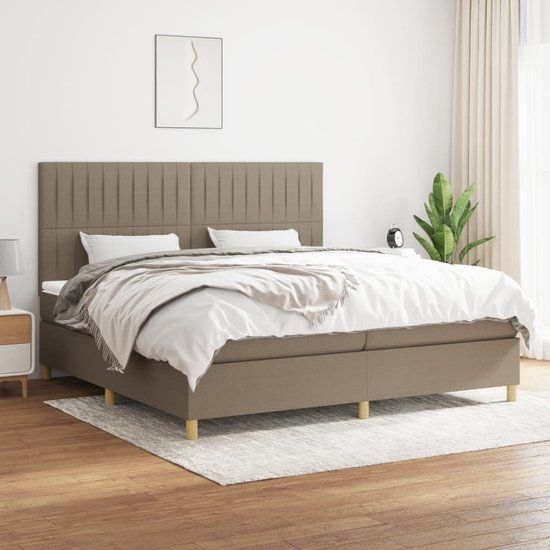 vidaXL Boxspring bed - met matras - stof - taupe - 200x200 cm