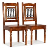 VidaXL Eetkamerstoelen 2 stuks massief hout klassiek bruin