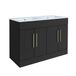Hudson Reed Cluo 121cm Noir Gris meuble de salle de bain avec poignées barre en T or satiné