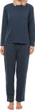 Schiesser Dames pyjama Organic Cotton blauw gestipt / donkerblauw XXL
