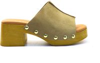 Vamos Daria Mushroom TAUPE Dames Teenslipper Suède Plateauhak