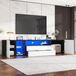 Meuble TV 180x40x45, finition laquée brillante avec éclairage LED, 2 tiroirs, 2 compartiments, adapté pour un téléviseur de 75 pouces