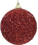 Kaemingk B.V. 8x Boules de Noël rouges pailletées/perles 8 cm Plastique