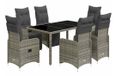 VidaXL Bistroset 7-delig avec coussins poly rotin gris