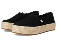 TOMS Valencia-platform voor dames, Zwart Canvas Fray met brede breedte, 42.5 EU