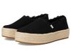 TOMS Valencia-platform voor dames, Zwart Canvas Fray met brede breedte, 42.5 EU