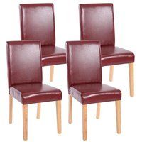 Générique Set van 4 eetkamerstoelen Keukenstoel Littau ~ kunstleer, roodbruin, lichtgekleurde poten