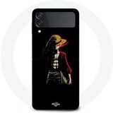Samsung Hoesje Galaxy Z Flip3 uit één stuk manga anime luffy zwarte achtergrond