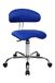 Topstar Sitness 40, fitnesskruk, werkkruk, rolkruk met rugsteun, 3-dimensionale beweegbare zitting, stoffen bekleding blauw