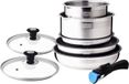 Arthur Martin Set de cuisine AM2493, 8 pièces, acier inoxydable, poignée amovible, convient à tous types de cuisinières, y compris induction