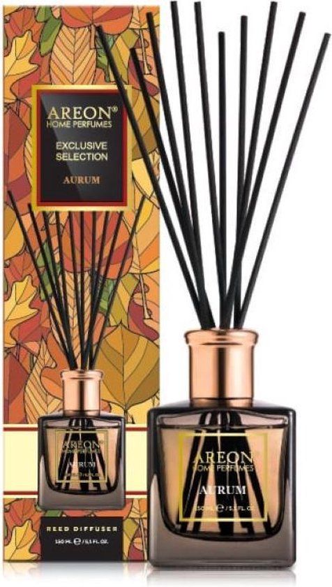 Areon Aurum Exclusief Huisparfum - Geurstokjes - Kruidig - 150 ml - Goud
