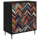 vidaXL Ladekast OMMEN Geometrische print 66 x 36,5 x 76 cm Zwart eiken