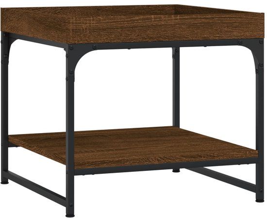 vidaXL Salontafel 49,5x49,5x45 cm bewerkt hout bruin eikenkleur