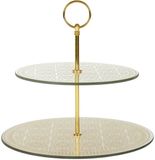 Home Deco Factory Etagere 2 laags - goud - glas - D25 x H25 cm