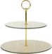 Home Deco Factory Étagère 2 niveaux - doré - verre - D25 x H25 cm