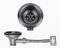 waterval Giftwebshop Waterval Korfplugset met Overloop 114 mm – RVS 304 – Complete Set – G1 ½\" – Gunmetal Grey