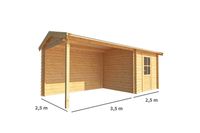 Warentuin collection Blokhut, tuinhuisje met overkapping Fenna-Valentina 600 cm bij 250 cm diep zadeldak
