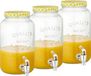 CEPEWA Set van 3x stuks glazen drankdispensers/limonadetap met geel/wit geblokte dop 3,5 liter