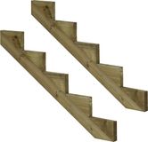 Vinuovo Set van 2 trappalen met 5 treden van KDI hout voor tuintrap, hoogte 85 cm, diepte 125 cm