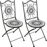 AXI Amélie Bistro Stoelen – Inklapbaar – Zwart/wit – Metalen inklapbare tuinstoelen – Hoge rugleuning – Set van 2 stuks – Mozaïeklook – Ingelegd met keramische tegels – 150 kg draagkracht – Tuin, terras of balkon