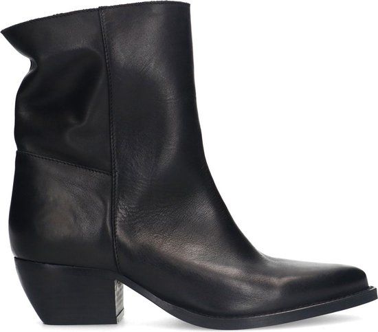 Sacha Dames Zwarte leren enkellaarsjes met hak - Maat 40