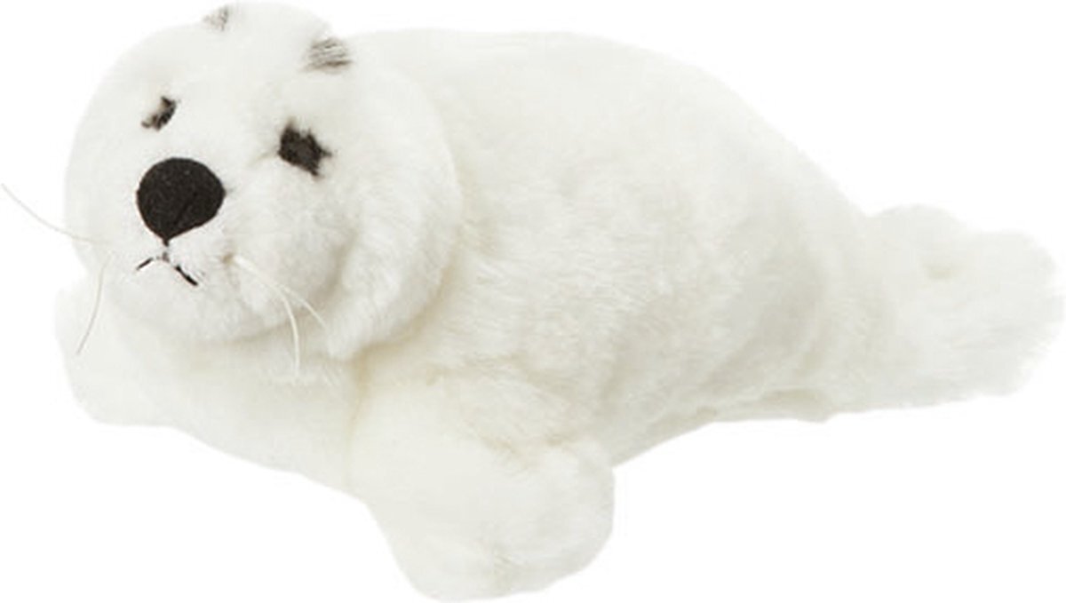 Nature Planet Pluche kleine witte zeehond pup knuffel van 16 cm - Dieren speelgoed knuffels cadeau - Zeehonden Knuffeldieren