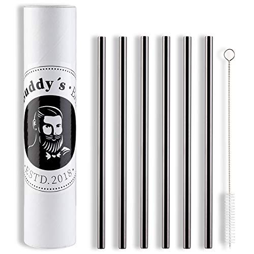 Buddy´s Bar - Herbruikbare rietjes - 6 stuks - Gunmetal-look