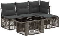 vidaXL Tuinbank Set 5 st Grijs Poly Rattan