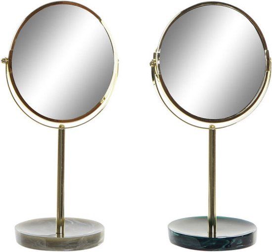 DKD Home Decor Vergrotende Spiegel - 18 x 13 x 32 cm - Grijs - Hars (2 Stuks)