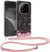 kwmobile telefoonhoesje geschikt voor Xiaomi Redmi Note 14 Pro 5G / Poco X7 - Hoesje met telefoonkoord - Back cover voor smartphone - Case in poederroze / donkerbruin / transparant