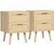 Lot de 2 tables de chevet table de nuit table d'appoint panneau de particules bois naturel 40x40x56 cm