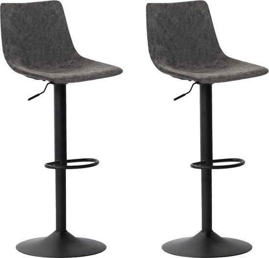 Barkruk Fara - Set van 2 - Grijs - Kunstleer - Retro & Vintage